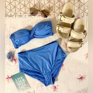 Kona Sol Bikini Set— Molded Bandeau Top & High Waisted Bottom— NWOT 🌴☀️